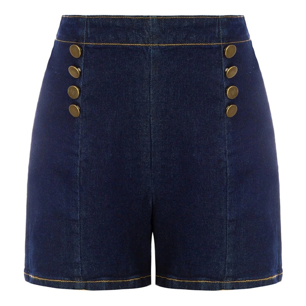 Belle Poque, buttons décora jean shorts high waist mid-thigh